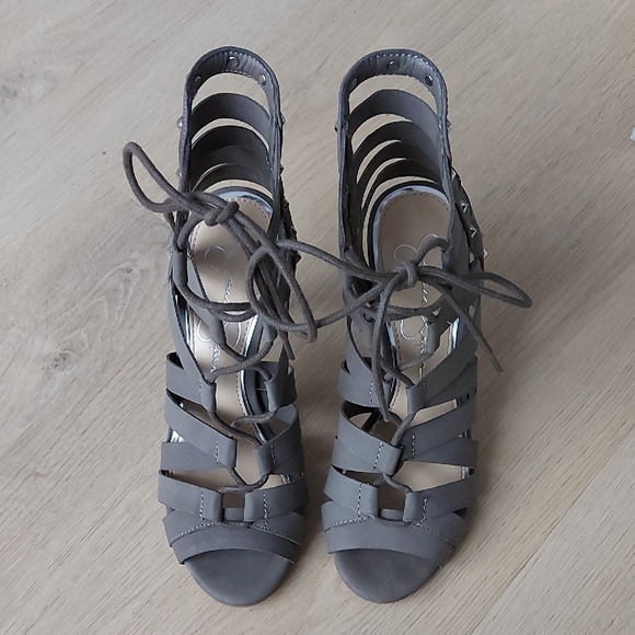 Jessica Simpson Gray Lace-Up Heels - Picture 6 of 13